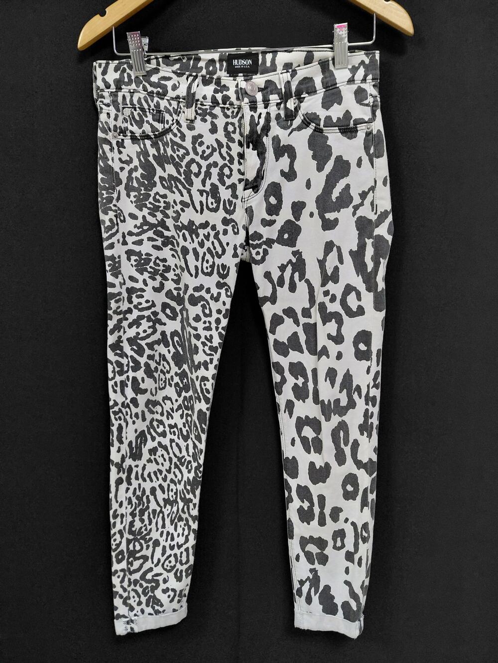 Hudson Harkin Crop Super Skinny Cuff Jeans Made in USA Black White Anima Size 27